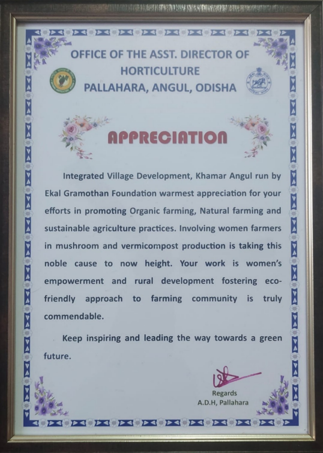 Certificate Organic Farming